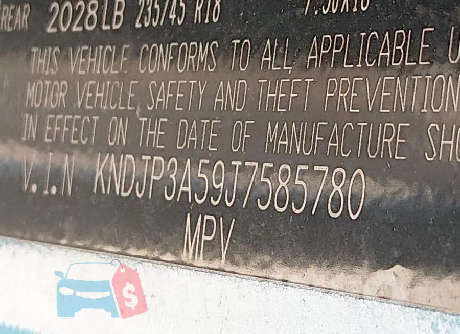 KNDJP3A59J7585780 Photo# 9