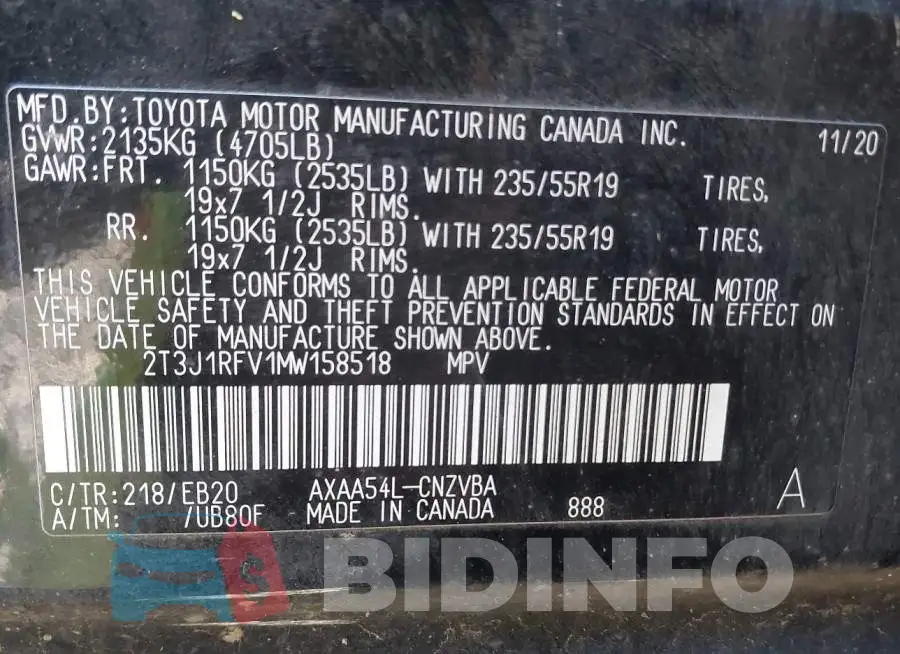 2T3J1RFV1MW158518 Photo# 9