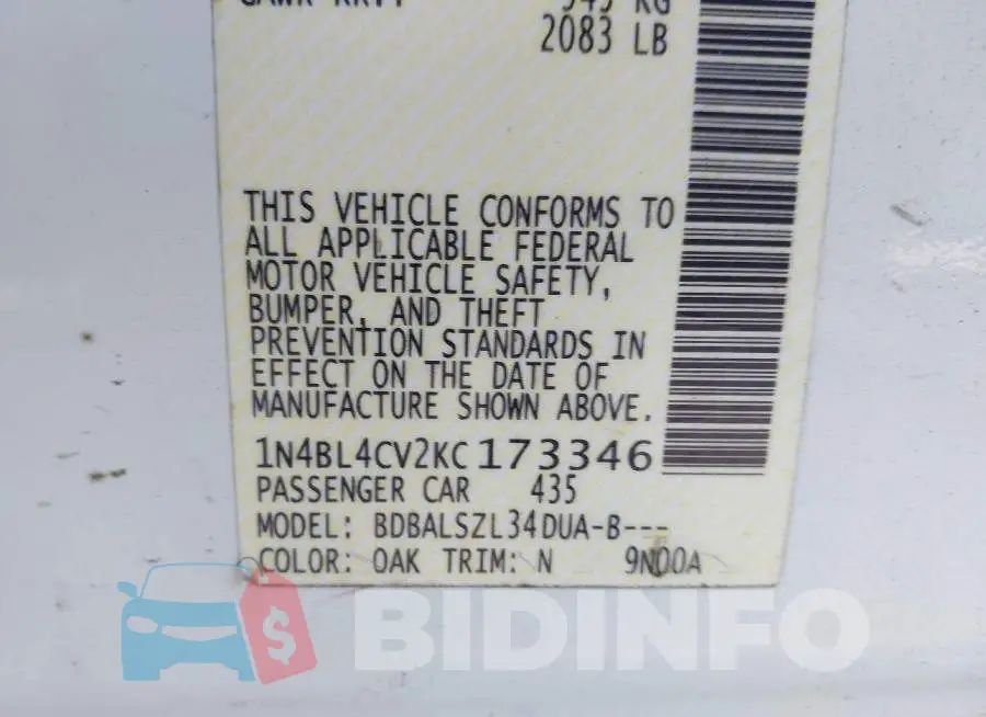 1N4BL4CV2KC173346 Photo# 9
