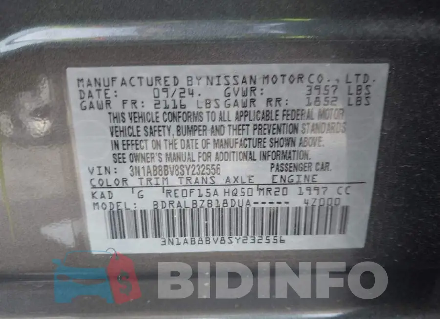 3N1AB8BV8SY232556 Photo# 9