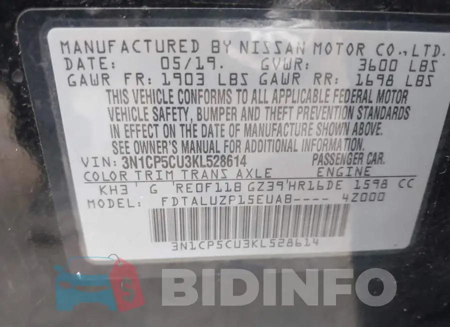 3N1CP5CU3KL528614 Photo# 9