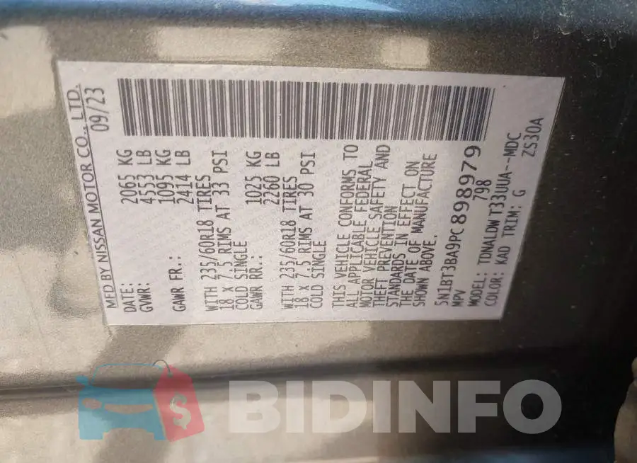 5N1BT3BA9PC898979 Photo# 9