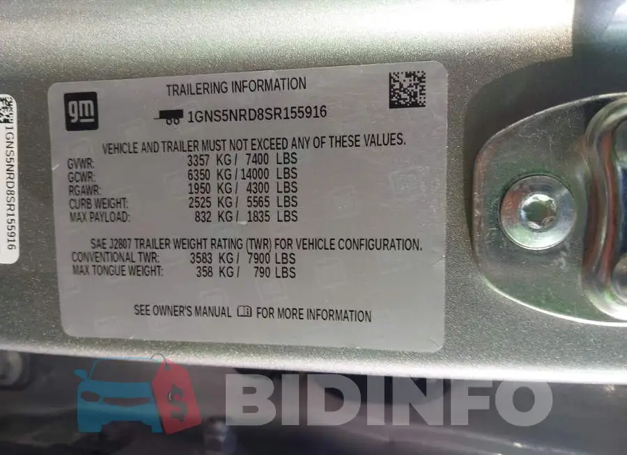 1GNS5NRD8SR155916 Photo# 9