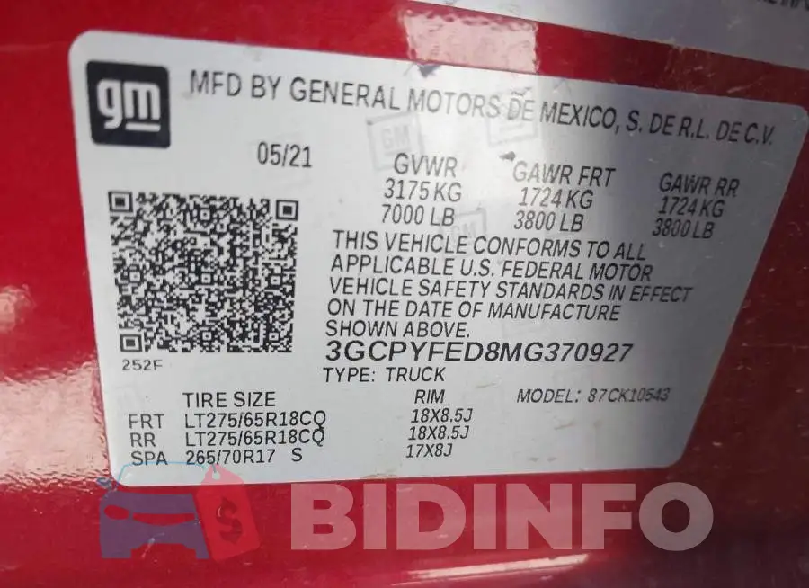 3GCPYFED8MG370927 Photo# 9