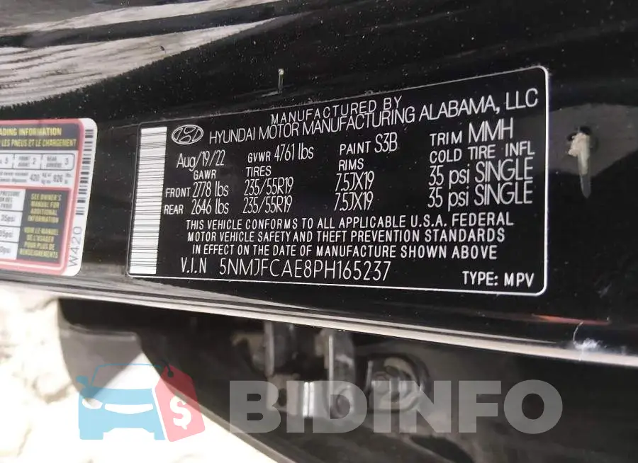 5NMJFCAE8PH165237 Photo# 9