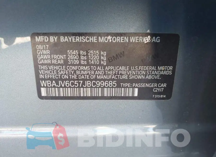 WBAJV6C57JBC99685 Photo# 9