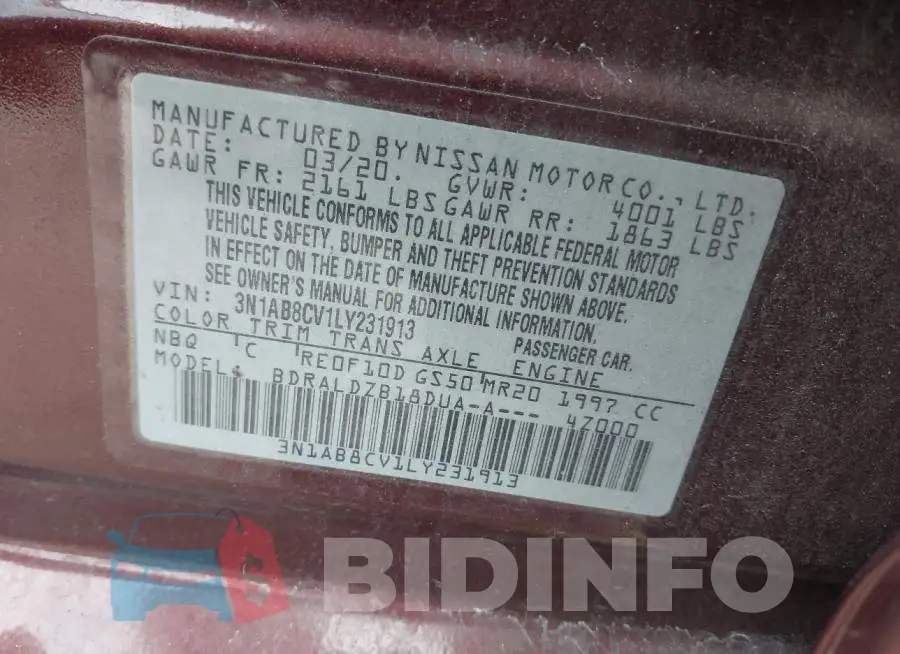 3N1AB8CV1LY231913 Photo# 9