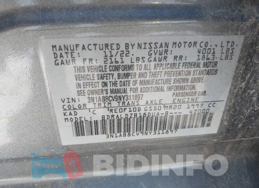3N1AB8CV9NY311897 Photo# 9