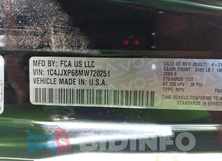 1C4JJXP68MW720251 Photo# 9
