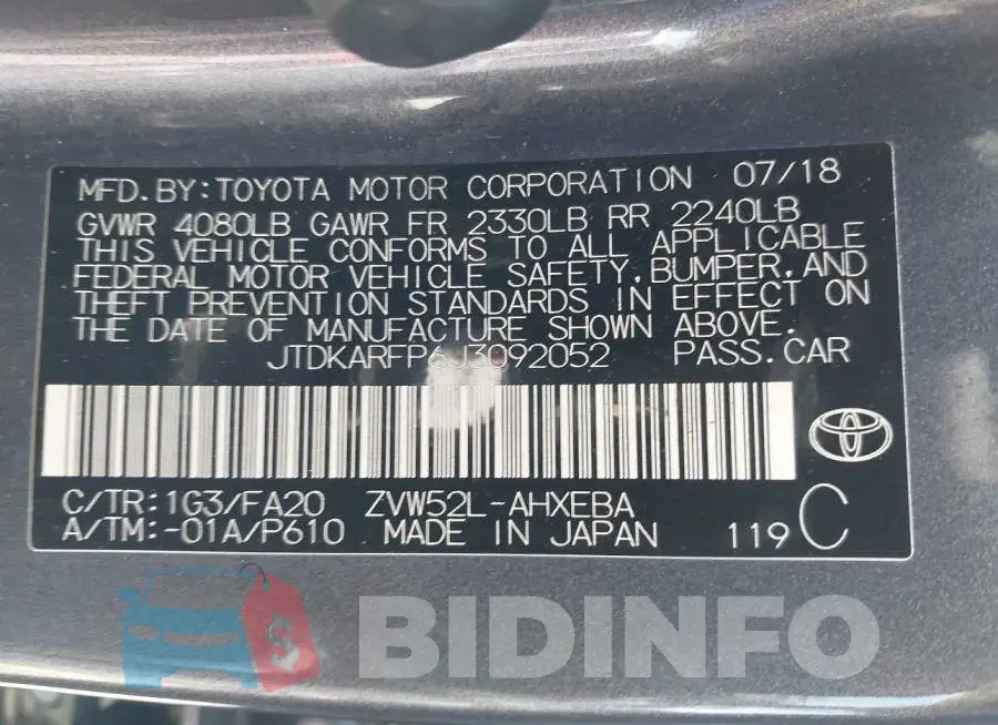 JTDKARFP6J3092052 Photo# 9