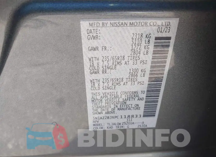 5N1AZ2BJXPC118833 Photo# 9