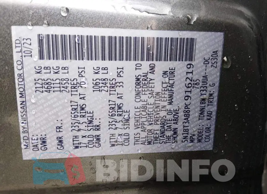 5N1BT3AB8PC916219 Photo# 9