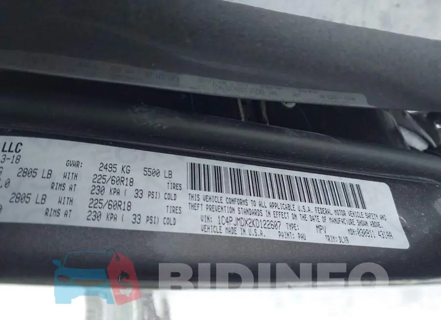 1C4PJMDX2KD122607 Photo# 9