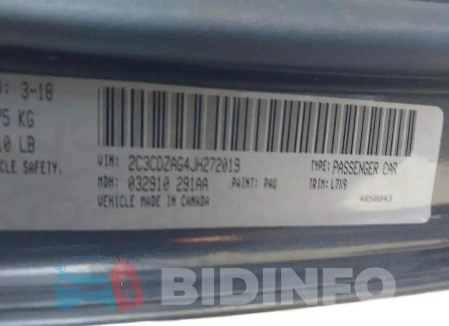 2C3CDZAG4JH272019 Photo# 9