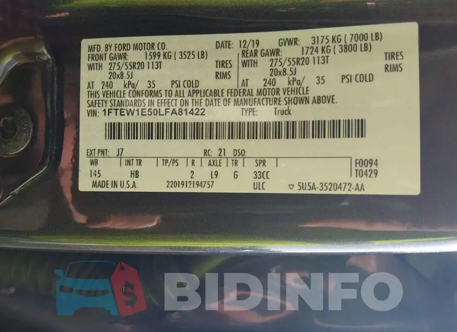 1FTEW1E50LFA81422 Photo# 9