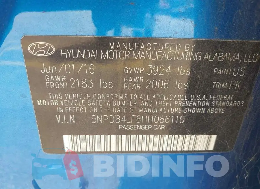 5NPD84LF6HH086110 Photo# 9