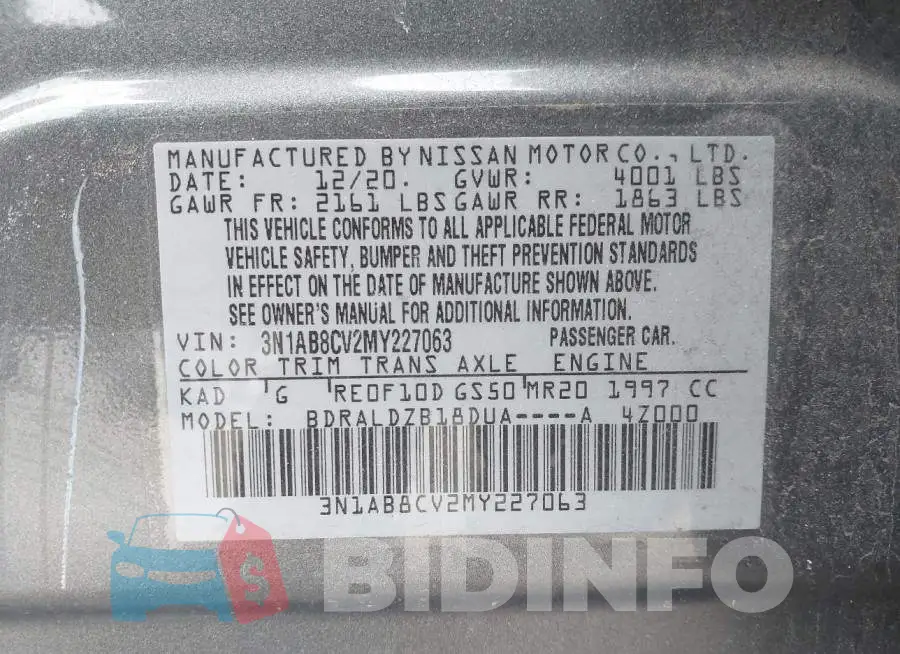 3N1AB8CV2MY227063 Photo# 9