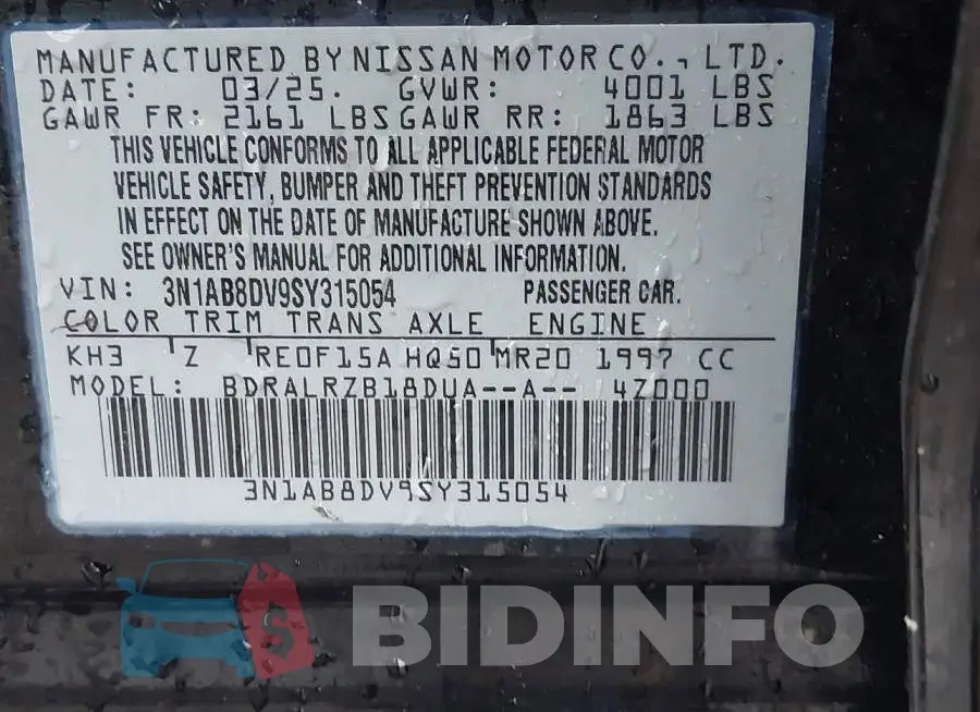 3N1AB8DV9SY315054 Photo# 9