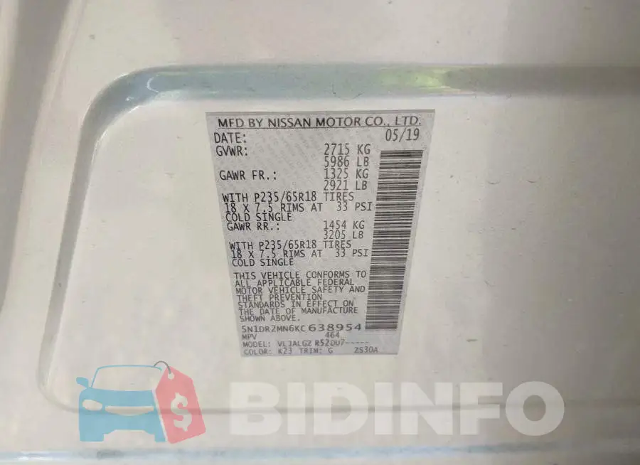 5N1DR2MN6KC638954 Photo# 9