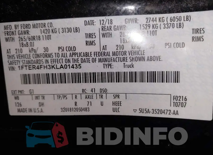 1FTER4FH3KLA01435 Photo# 9