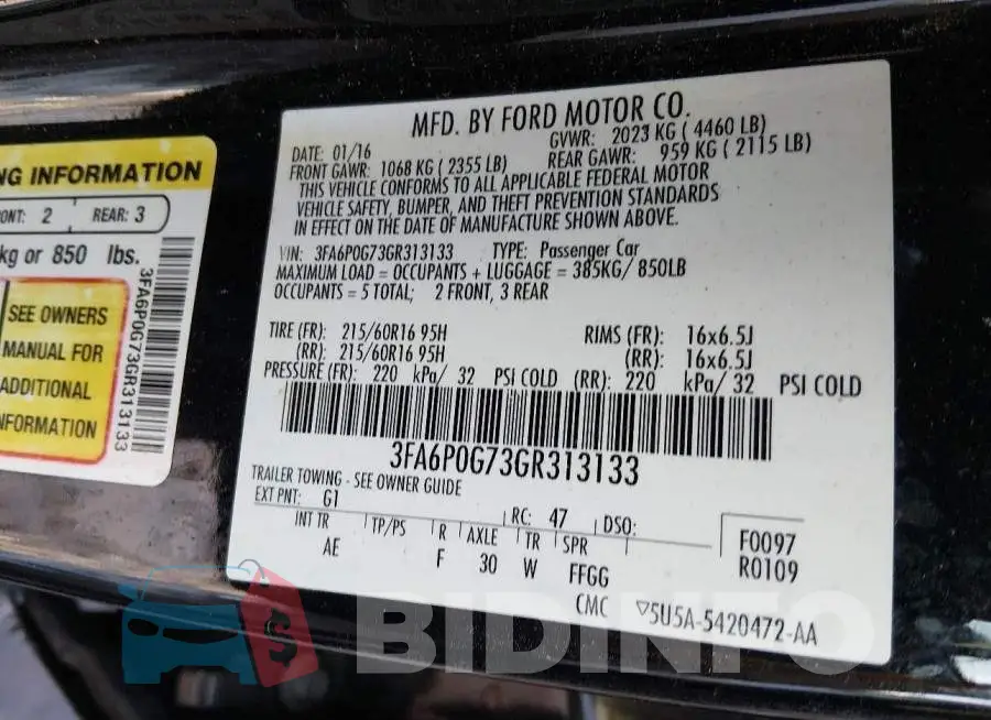 3FA6P0G73GR313133 Photo# 9