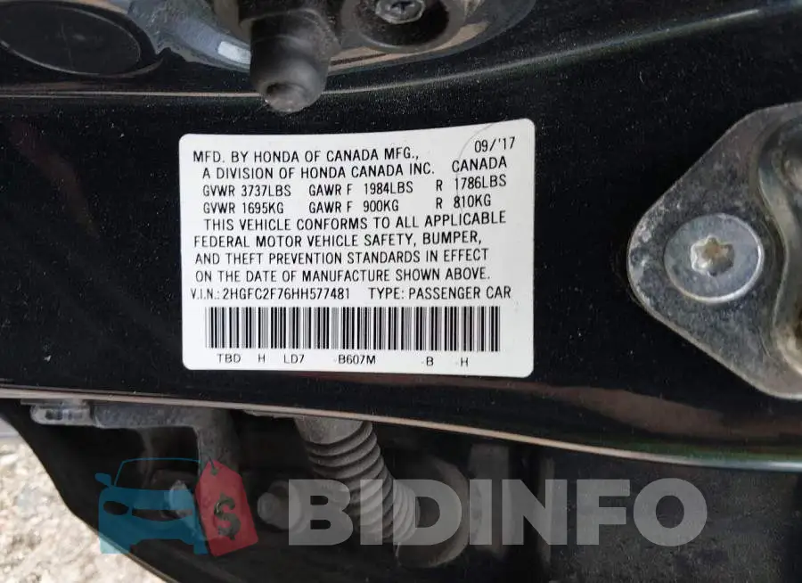 2HGFC2F76HH577481 Photo# 9