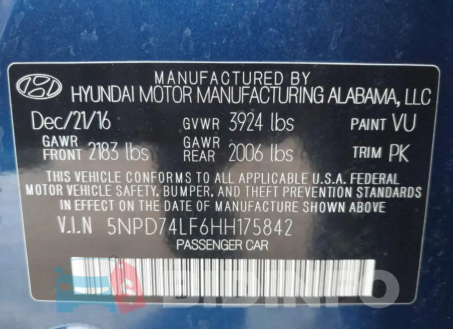 5NPD74LF6HH175842 Photo# 9