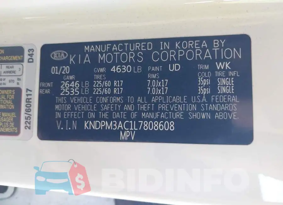 KNDPM3AC1L7808608 Photo# 9