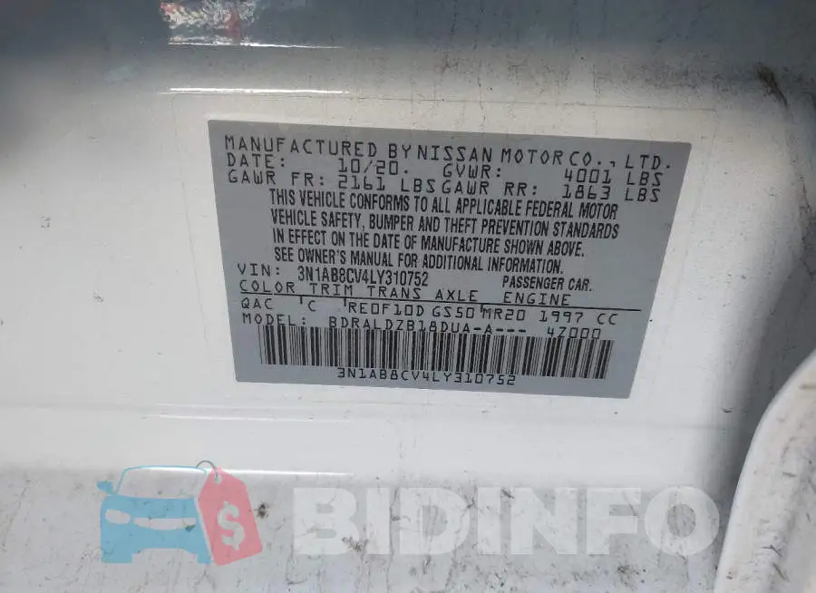 3N1AB8CV4LY310752 Photo# 9