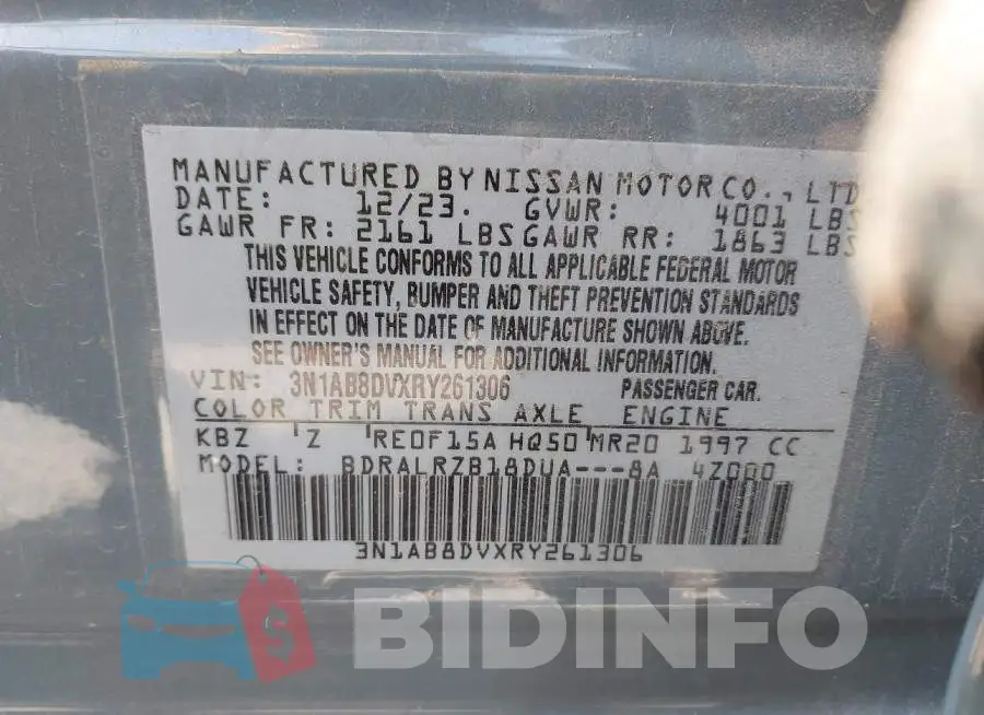 3N1AB8DVXRY261306 Photo# 9
