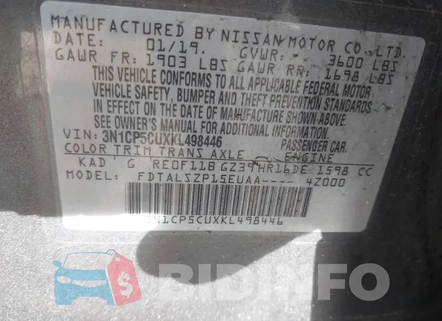 3N1CP5CUXKL498446 Photo# 9