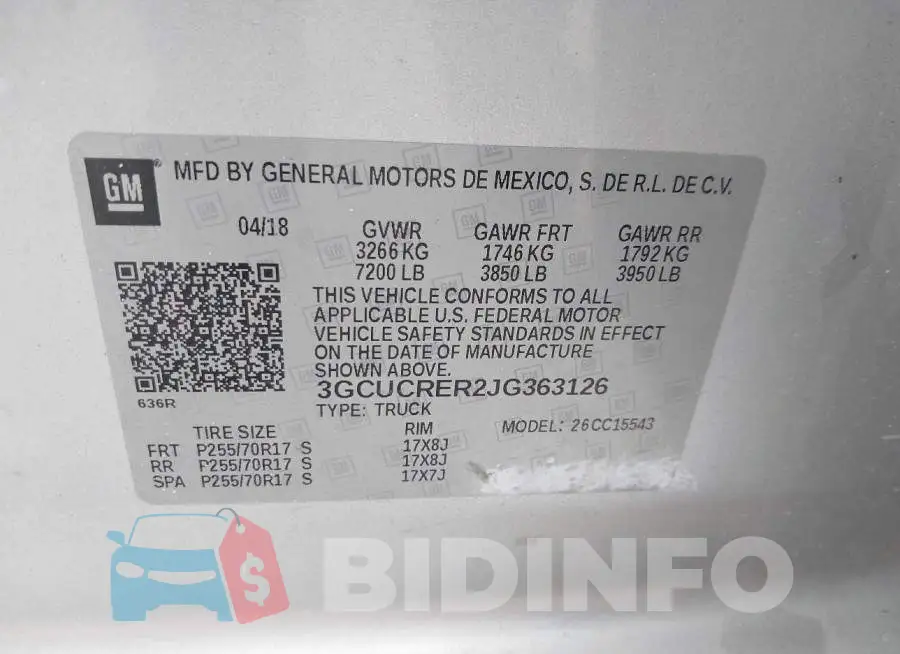 3GCUCRER2JG363126 Photo# 9