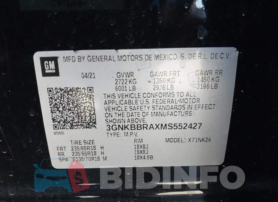 3GNKBBRAXMS552427 Photo# 9