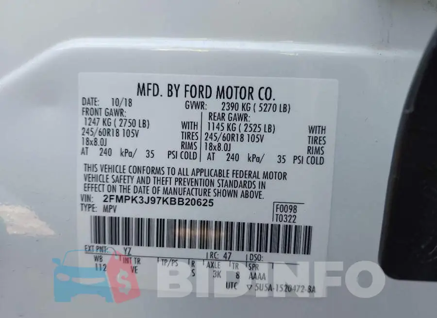 2FMPK3J97KBB20625 Photo# 9