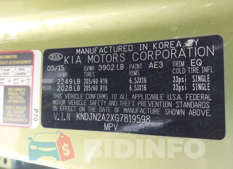 KNDJN2A2XG7819598 Photo# 9