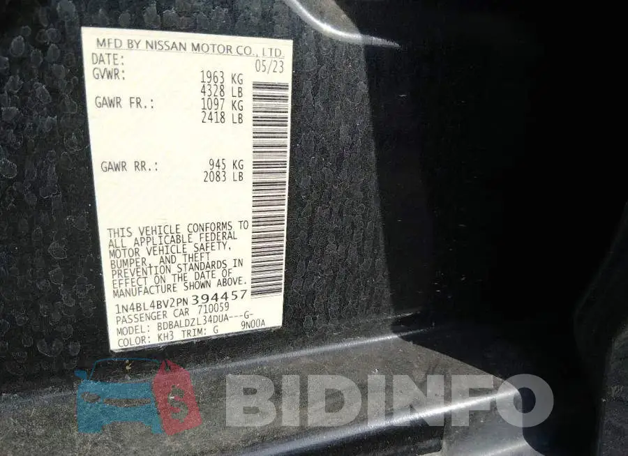 1N4BL4BV2PN394457 Photo# 9