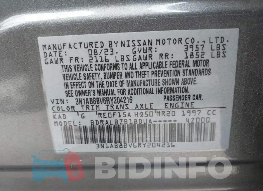 3N1AB8BV6RY204216 Photo# 9