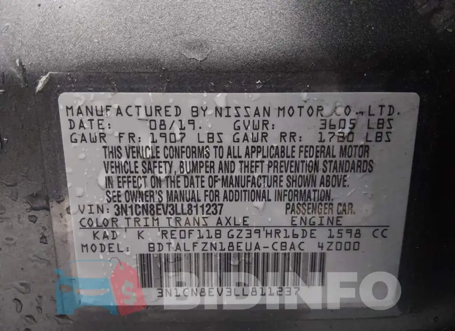 3N1CN8EV3LL811237 Photo# 9