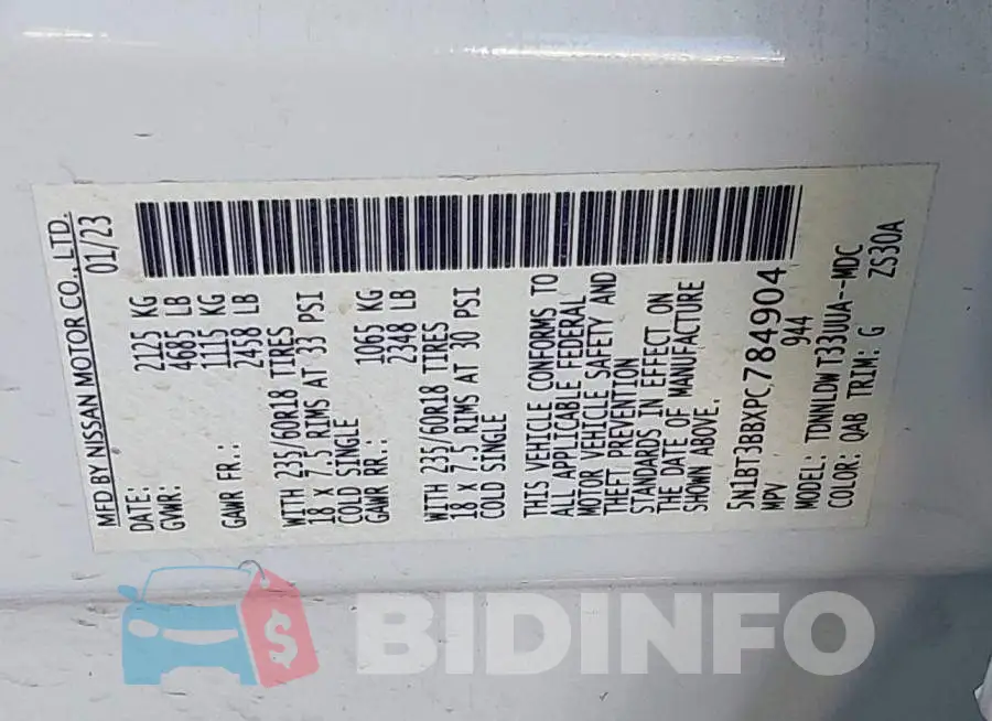 5N1BT3BBXPC784904 Photo# 8