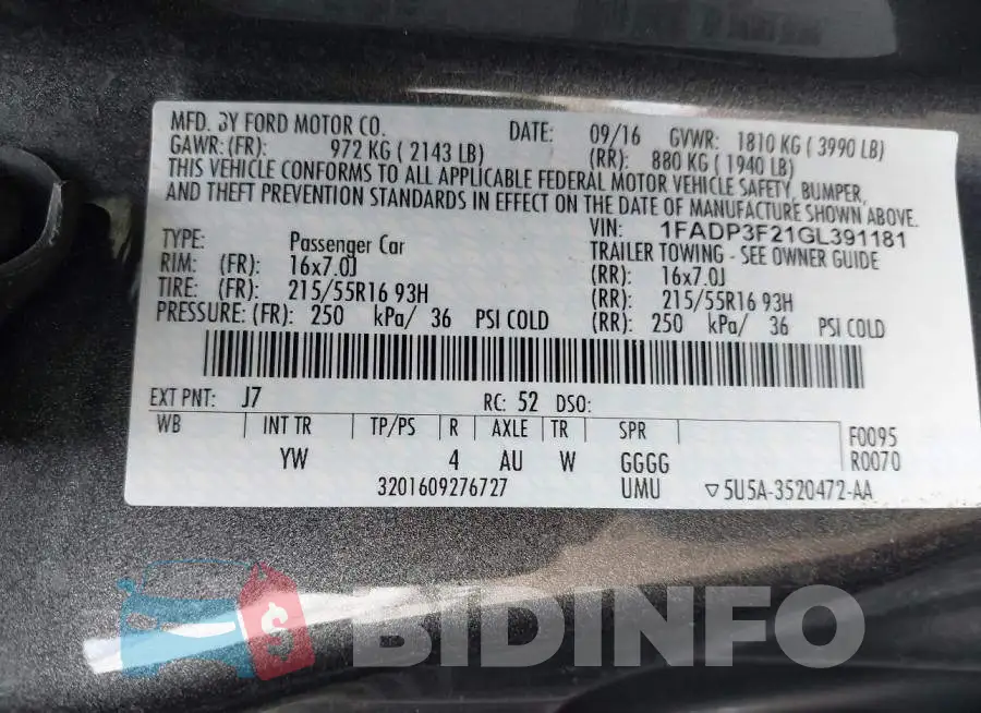 1FADP3F21GL391181 Photo# 9