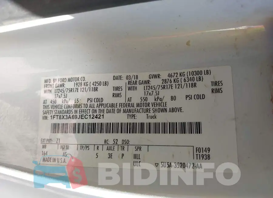 1FT8X3A69JEC12421 Photo# 8