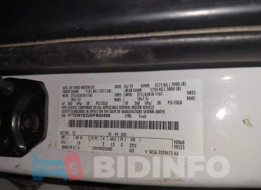 1FTEW1E52KFB60590 Photo# 9