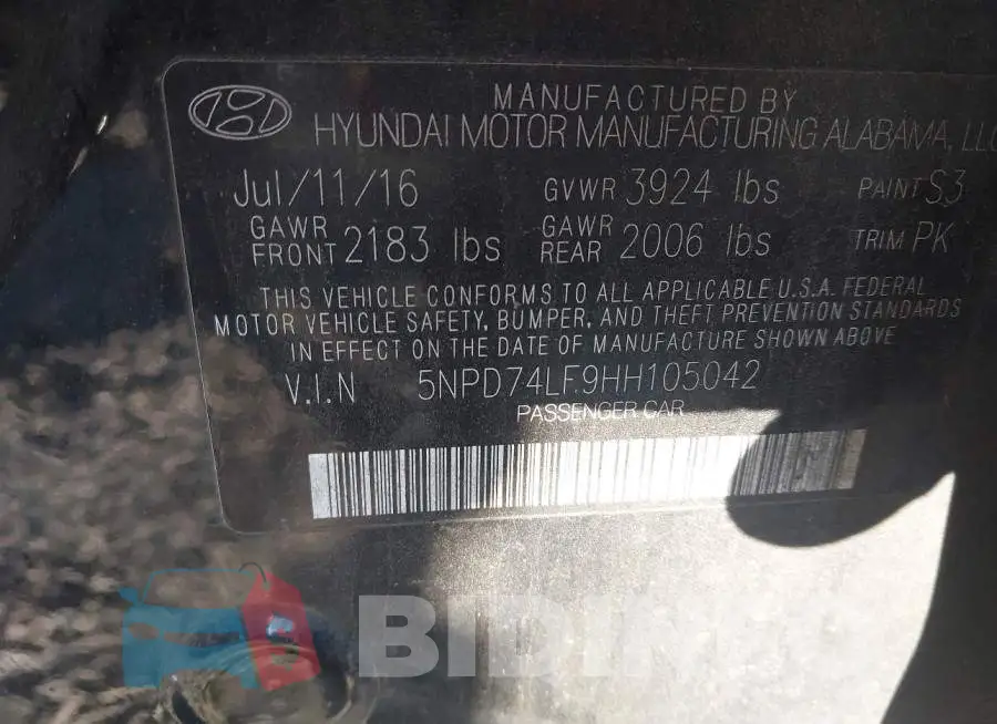 5NPD74LF9HH105042 Photo# 9