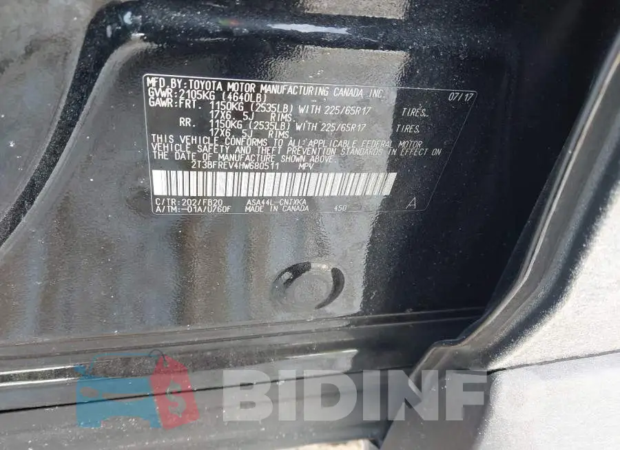 2T3BFREV4HW680511 Photo# 9