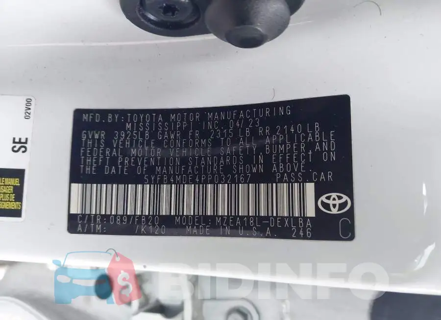 5YFB4MDE4PP032167 Photo# 9