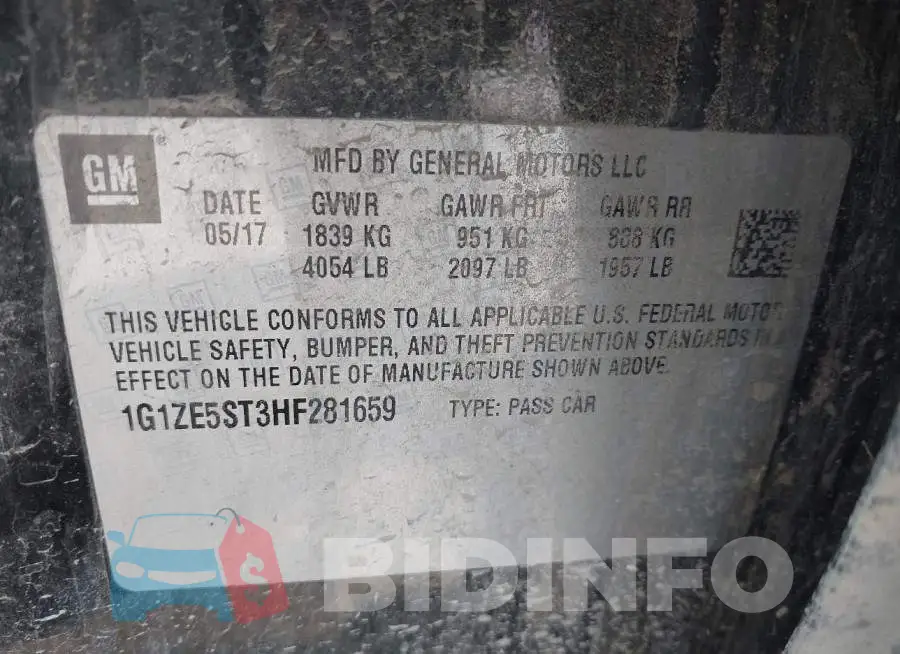 1G1ZE5ST3HF281659 Photo# 9