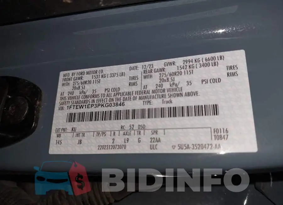 1FTEW1EP3PKG03846 Photo# 9