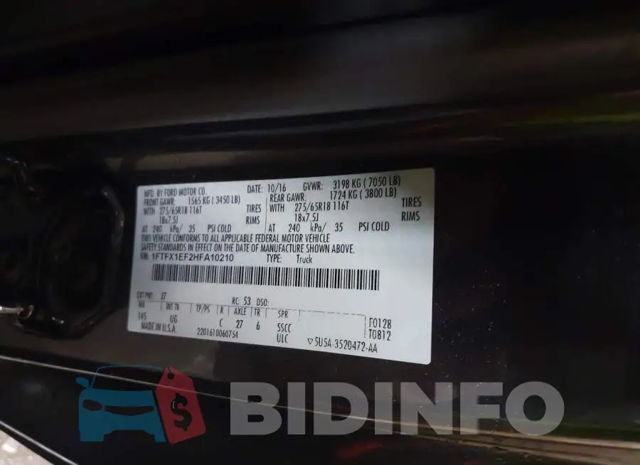 1FTFX1EF2HFA10210 Photo# 9