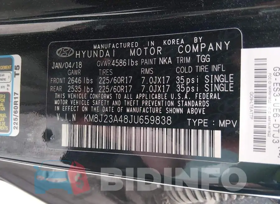 KM8J23A48JU659838 Photo# 9