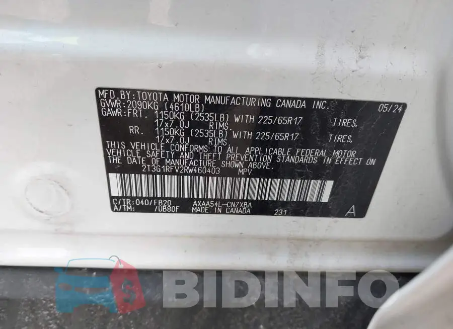 2T3G1RFV2RW460403 Photo# 9